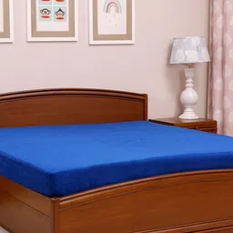 TIDY SLEEP Blue Solid Waterproof Mattress Protector-85
