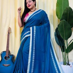 Self Design Handloom Cotton Blend Saree-image-10