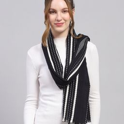 monte carlo Self Design Acrylic Women Black Stole-picture-31