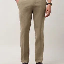 arrow Men Tapered Brown Polyester Trousers-picture-4