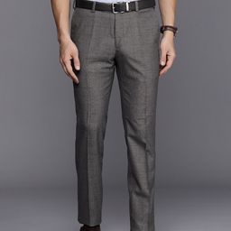 Raymond Men Checked Flat Front Slim Fit Formal Trousers-image-35