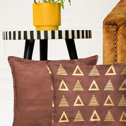 HOUZZCODE Brown Set of 2 Geometric Square Cushion Covers image 1