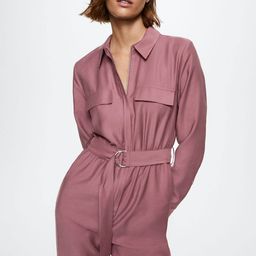 MANGO Dusty Pink Solid Sustainable Basic Jumpsuit-37