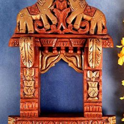 apka mart Brown Textured Wooden Jharokha Wall Decor-picture-13