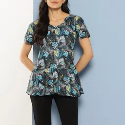 Aarika Tropical Printed Swimming Dress With Swim Cap-41