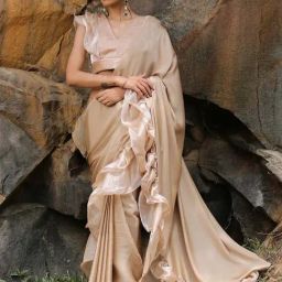 Swtantra Beige Satin Saree-image-37