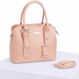 Forever Glam by Pantaloons Nude Pink Medium Satchel Handbag-image-12