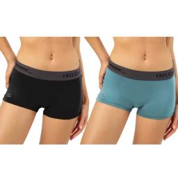 Freecultr Black & Blue Plain Boy-Shorts Panties - Pack Of 2-image-104