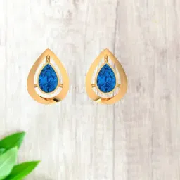 P.C. Chandra Jewellers 14k Gold Tear Blue Stone Stud Earrings-image-18
