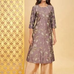 Rangmanch by Pantaloons Mauve Floral Print A Line Kurta-picture-22