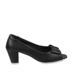 Metro Women's Black Peeptoe Shoes-image-3