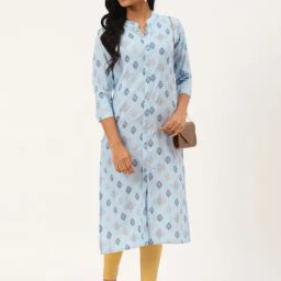 Blissta Blue Printed Straight Kurta-image-19