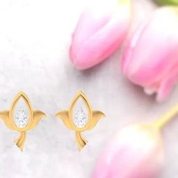 P.C. Chandra Jewellers 14k Gold Beautiful In The Shape Of Lotus Stud Earrings-image-23