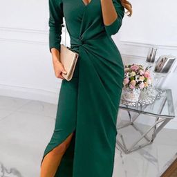 StyleCast Women V-Neck Wrap Midi Dress-image-53