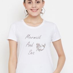 Camey Women White Printed Round Neck T-shirt-image-116