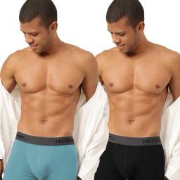 Freecultr Martini Blue & Pot Black Comfort Fit Trunks - Pack of 2-40