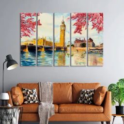 999Store Printed Multicolor MDF 5 Panels Wall Art-83