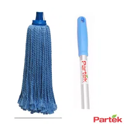 Partek Round Microfiber Mop 140 Cm Aluminum Handle With Grip Blue MFC07/AH05/B-41
