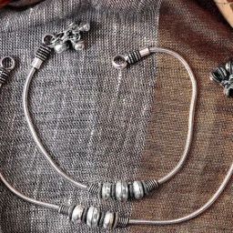 Teejh Sejal Silver Oxidized Anklets-36