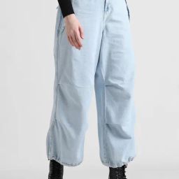 Only Light Blue Cotton Relaxed Fit Mid Rise Joggers-image-66