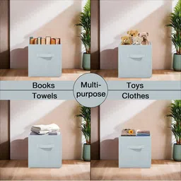 Kuber Industries Beige Set of 2 Multi-Utility Cloth Storage Organisers Box image 3