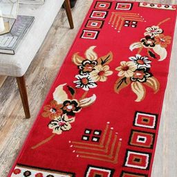 Samjeeda Handloom carpets Red Geometric Anti-Skid Woollen Carpet-16