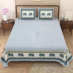Shubastik 210 TC Pure Cotton King Size Bedsheet With 2 Pillow Covers (Size-90 X 108 Inch)-picture-37
