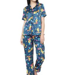 Smarty Pants Blue Satin Print Shirt With Pyjamas-picture-39