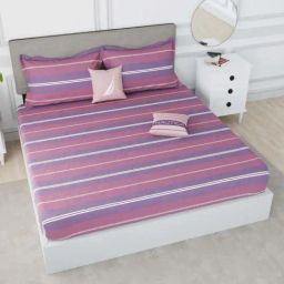 Nautica Hampton Purple & Plum 100% Cotton 210 TC Super King Bed Size With Pillow Covers-image-33