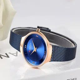 Curren Women Brass Dial & Stainless Steel Straps Analogue Watch CR-9028-Blue-image-70