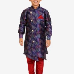 Pro-Ethic Style Developer Kids Blue & Red Printed Full Sleeves Kurta with Pyjamas-image-51