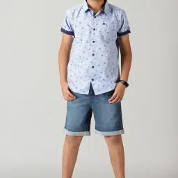 Kiddopanti Kids Light Blue Printed Shirt-image-53