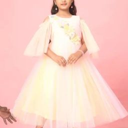 Aarika Kids Peach & Yellow Applique Gown-image-24