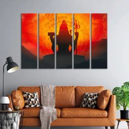 999Store Printed Yellow MDF 5 Panels Wall Art-image-17