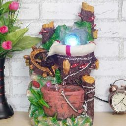 CHRONIKLE Multicolor Polyresin Well Bucket Design 2 Steps Waterfall Fountain-image-33