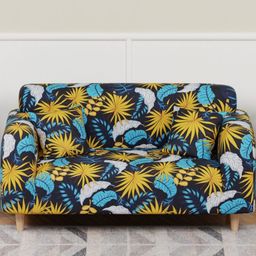 Lukzer Yellow Printed Polyester 1 Piece Sofa Cover With Arms-image-81