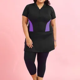 LYCOT Women Side Panels Round Neck Swimming Dress-53