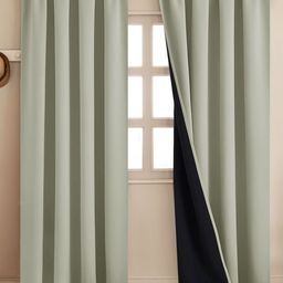 HOMEMONDE Off White 2 Pieces Black Out Long Door Curtains-image-30