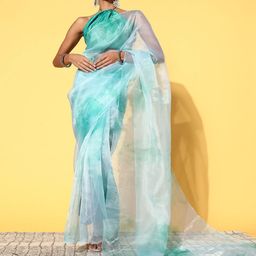 DIVASTRI Tie and Dye Organza Saree-image-34