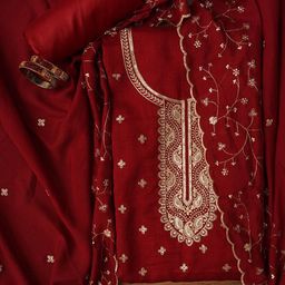 Jaipur Kurti Paisley Embroidered Sequinned Unstitched Dress Material-picture-11