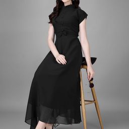 Krunal Raiyani Georgette Fit & Flare Maxi Dress-picture-46