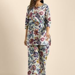 BAESD Women Floral Printed Sequinned Kaftan Kurta-picture-38