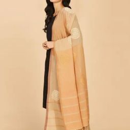 Fabindia Peach Cotton Embroidered Dupatta-image-22