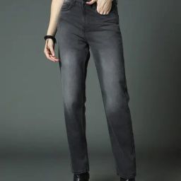 High Star Grey Cotton Straight Fit Mid Rise Jeans-image-18