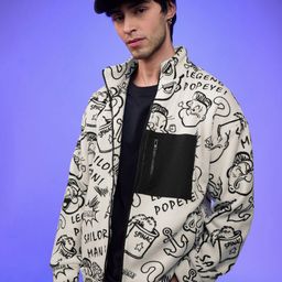 The Souled Store Men Typography Lightweight Open Front Jacket-picture-14