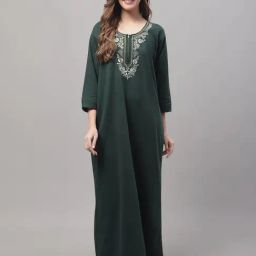 Secret Wish Green Embroidered Nighty-picture-18