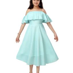 Aarika Kids Turquoise Printed Dress-image-99