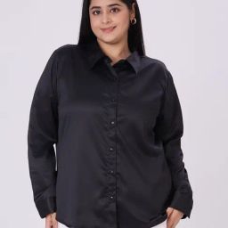 Style Quotient Navy Blue Satin Solid Shirt-16