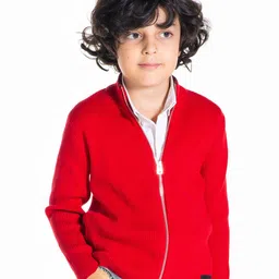 Cherry Crumble Kids Red Ribbed Cardigan-image-60