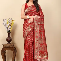 J 6 DESIGNER Paisley Woven Design Zari Banarasi Saree-picture-29